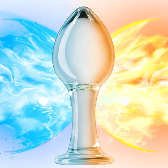 SXOVO Glas Dildo Buttplug Trainer, G-Punkt Stimulator Analplug mit Stoss Kegel Glas Kristall Analdildo Butt Plug Analsexspielzeug für Frauen Männer Masturbation (L)