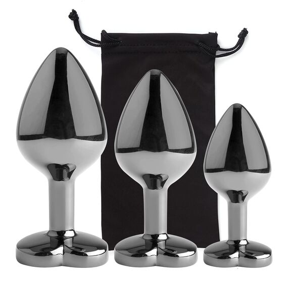 3-teiliges Set aus luxuriösem Metall-Button-Spielzeug, herzförmig, Anal-Trainer, Juwelen, Butt-Plug-Set, G-Punkt, Sexspielzeug, Gay-Anal-Plugs für Frauen, Männer, Sexgeschenke, Dinge für Paare, groß