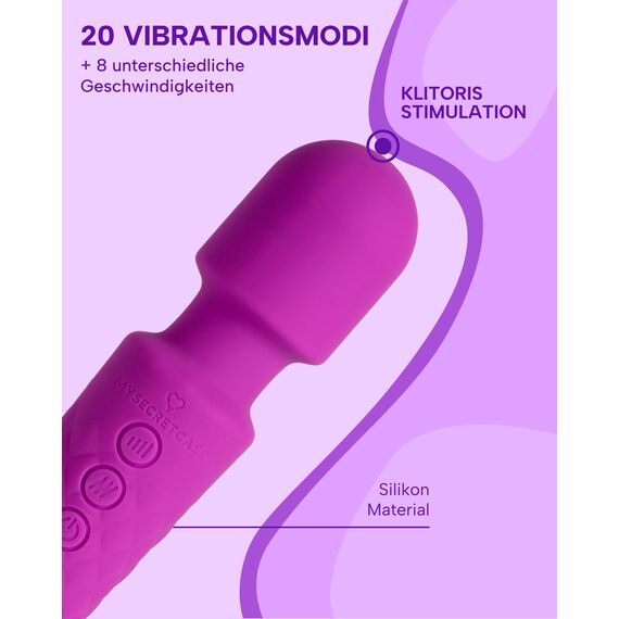 MySecretCase Vibratorensets für Frauen Klitoris 20cm Auflege Vibration für Frauen Kabellos 20 Vibrationen + 8 Geschwindigkeiten Vibrator Sexspielzeug Paar Vibrator Klitoris Wasserdicht USB (Lila)
