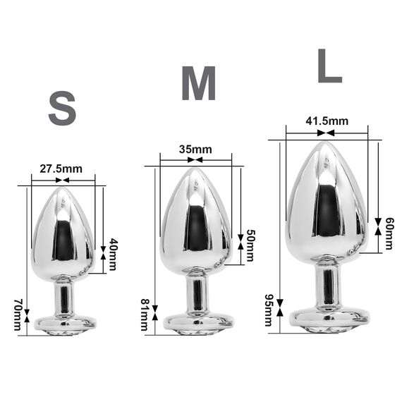 3 Stücke Klein Medium Groß Metall Analplug Set mit Herzform Kristall Diamant Anal Sexspielzeug,Buttplug Anal Butt Plug,für Frauen Männer Paare Anfanger für Frauen Männer Plug Metall Set (weiß)