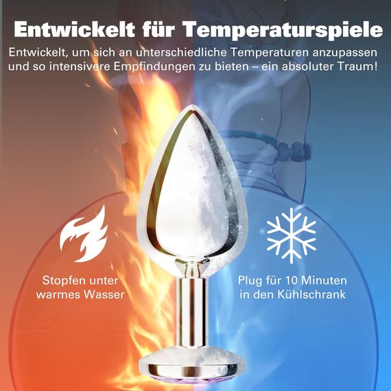 4 Stücke Analplug Set aus Metall – Buttplug Kit mit Kristall Diamant in verschiedenen Größen, hygienisches Sexspielzeug für Frauen Männer Paare, für Anfänger & Fortgeschrittene geeignet (Dunkellila)