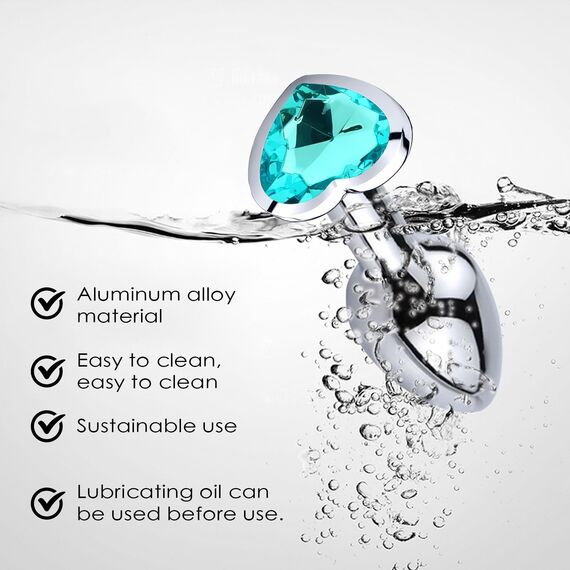 3 Stücke Klein Medium Groß Metall Analplug Set mit Herzform Kristall Diamant Anal Sexspielzeug,Buttplug Anal Butt Plug,für Frauen Männer Paare Anfanger für Frauen Männer Plug Metall Set (blau)