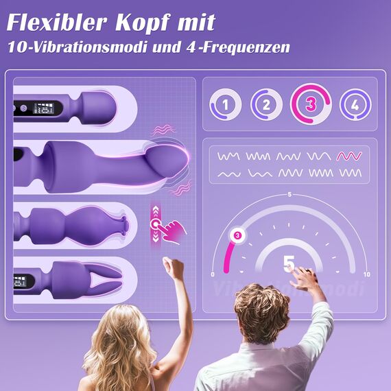 Vibratorensets für Frauen Massagestab mit 3-Anlagen, LCD Display Sex Toyset für Man Woman 10x4Modi, G punkt Vibration Klitoris Stimulator+Prostata Analvibratoren+Penis Vibrator Masturbieren für Manner