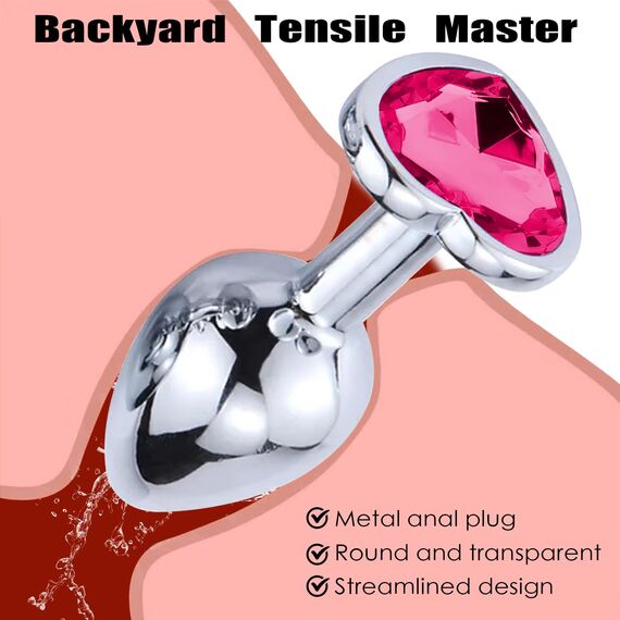 3 Stücke Klein Medium Groß Metall Analplug Set mit Herzform Kristall Diamant Anal Sexspielzeug,Buttplug Anal Butt Plug,für Frauen Männer Paare Anfanger für Frauen Männer Plug Metall Set (Rosenrot)