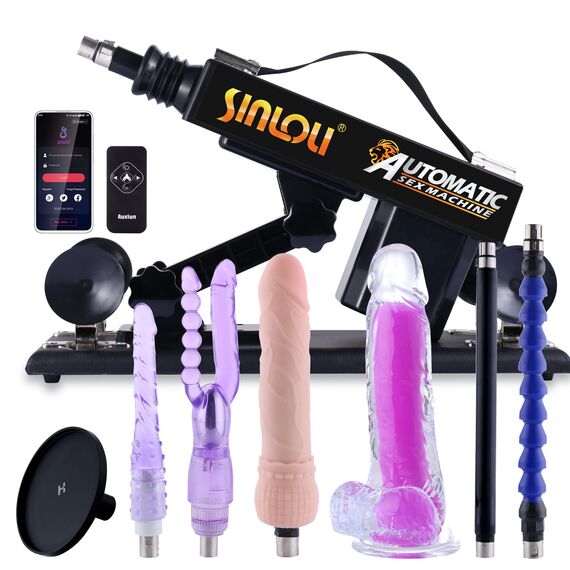 Automatische Sexmaschine Sinloli APP-Steuerung Fernbedienung Erwachsene Sexmaschine Weibliches Sexspielzeug Riesiger fluoreszierender Dildo Doppelköpfe Doppel-G-Punkt-Stimulatorspielzeug