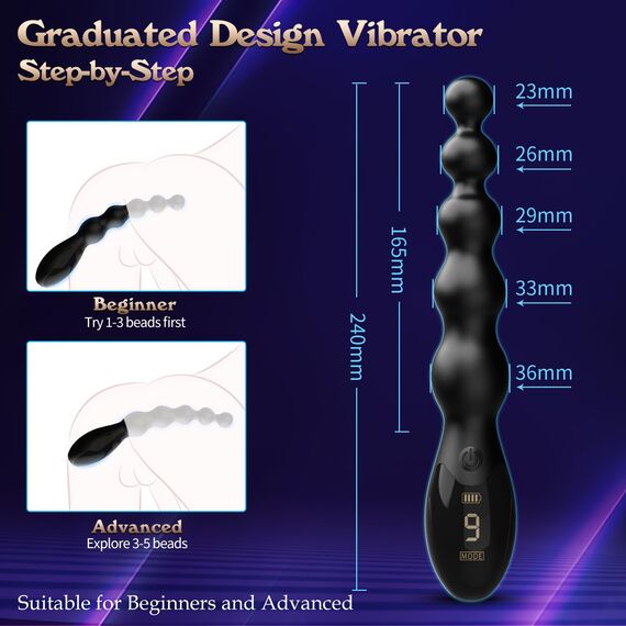 Analkugeln Vibrierender Buttplug - Sexspielzeug für Männer Prostata-Massagegerät Analspielzeug, Spielzeug für Erwachsene Analplugs Vibratoren Graduiertes & Display-Design mit 9 Vibrationsmodi