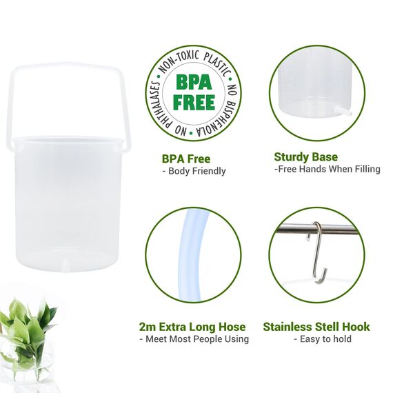 TopQuaFocus 2L Klistier Eimer Darmreinigungsset Irrigator zur Darmreinigung Auslaufsicherer Kunststoff Klistier Eimer für, 6 Stück Einlauf Duschkopf