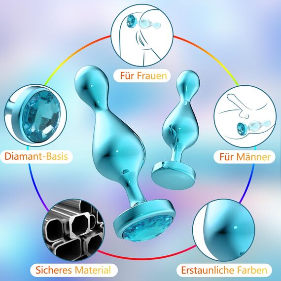 Analspielzeuge Analplugs Set für Erwachsene - 3 Stücke Metall Set Metall Analplug für Frauen Männer Paare Anfanger, ButtPlug Sex Toys Mit Diamantbasis für Prostata Stimulation Männer