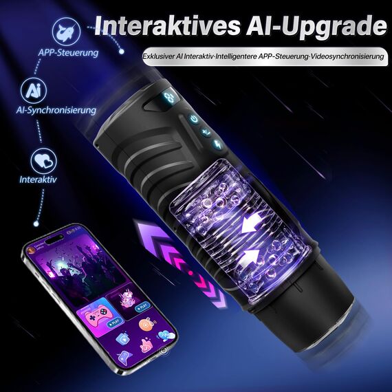 Honeyexp Masturbator AI-Interaktion Masturbieren für Männer mit 7 Modi Teleskopfunktion und Rotation, Sex Spielzeug für die Männer, Penis App-Steuerung LCD Display Masturbatoren