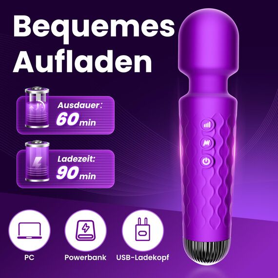 Gobeken Vibrator Vibration für frauen, Dildo APP-Steuerung, Sex Spielzeug für die Frau Paare Männer 10 Intensitäten, Vibratorensets für frauen Sex Toys 20 Frequenzen Lila Massagestab Fingerüberzieher