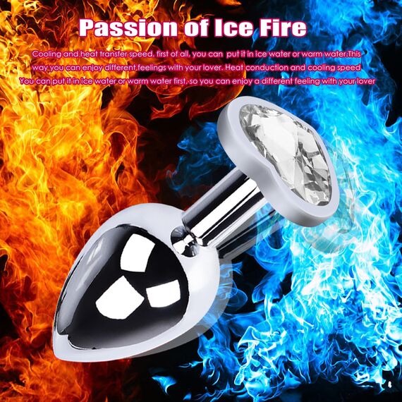 3 Stücke Klein Medium Groß Metall Analplug Set mit Herzform Kristall Diamant Anal Sexspielzeug,Buttplug Anal Butt Plug,für Frauen Männer Paare Anfanger für Frauen Männer Plug Metall Set (weiß)