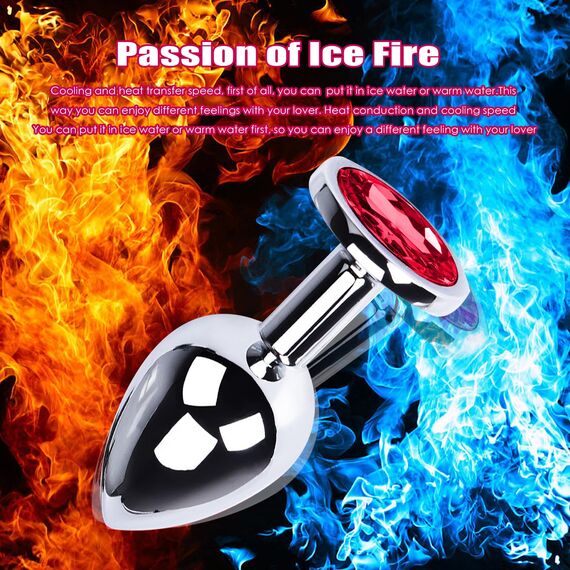 halercay 3 Stücke Klein Medium Groß Metall Analplug Set mit Kristall Diamant Sex Spielzeug,Buttplug Anal Butt Plug,für Frauen Männer Paare Anfanger für Frauen Männer Plug Metall Set (Rote)