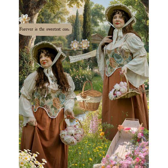 Scarlet Darkness Bustier-Top für Damen, Renaissance-Blumenmuster, Schnürung, Bodyshaper, Korsett mit Reißverschluss, Aprikosenblüte Majesty, 8