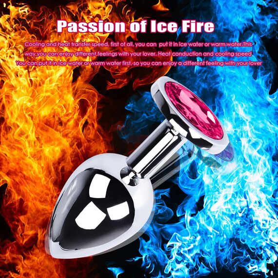 halercay 3 Stücke Klein Medium Groß Metall Analplug Set mit Kristall Diamant Sex Spielzeug,Buttplug Anal Butt Plug,für Frauen Männer Paare Anfanger für Frauen Männer Plug Metall Set (Dunkellila)