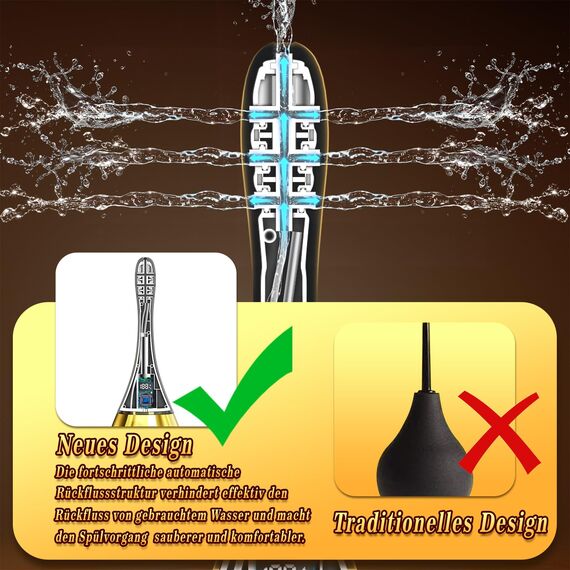 Po Dusche Klistier zur Darmspülung - Intimdusche zur Analdusche und Vaginaldusche mit 5 Modi & LED-Anzeige, Anal Duschschlauch für Frau & Mann Verstopfung Lindern, Anti-Rückfluss Rektaler Irrigator