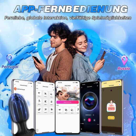 Analvibratoren für Mann Analplug für Männer, Prostata Stimulation Analplug Sex Spielzeug für die Männers mit 9 Vibration für Mann mit APP, Anal Plug Sex Spielzeug für Paare Buttplug Sexspielzeug