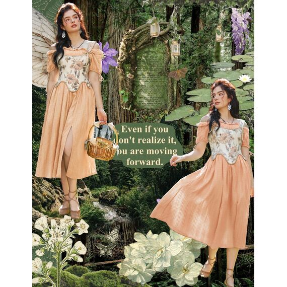 SCARLET DARKNESS Bustier-Top für Damen, Renaissance-Blumenmuster, Schnürung, Bodyshaper, Korsett mit Reißverschluss, Orange Floral, 8