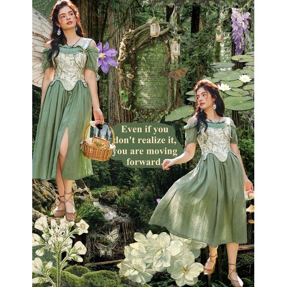 SCARLET DARKNESS Bustier-Top für Damen, Renaissance-Blumenmuster, Schnürung, Bodyshaper, Korsett mit Reißverschluss, Grünes Blumenmuster, 6