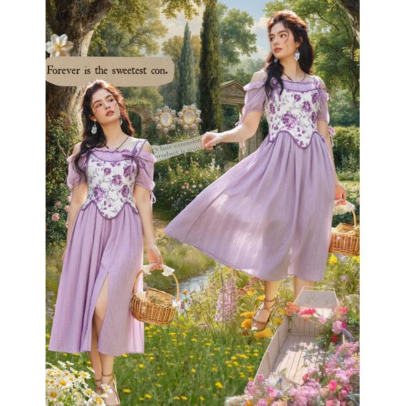 Scarlet Darkness Bustier-Top für Damen, Renaissance-Blumenmuster, Schnürung, Bodyshaper, Korsett mit Reißverschluss, Tintenviolette Blüten, 14