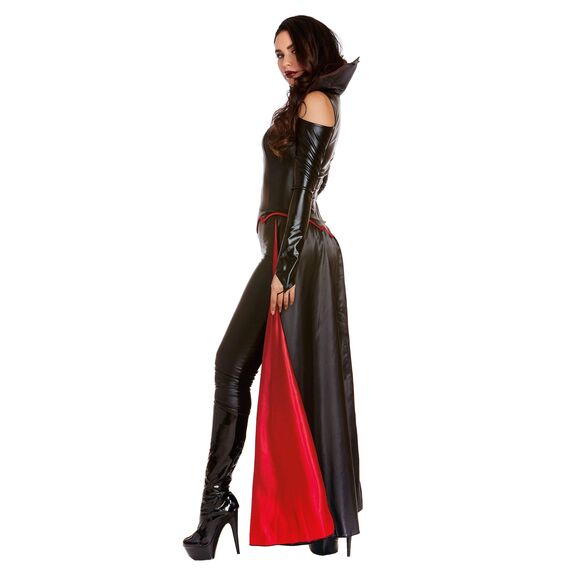 Dreamgirl Erwachsenenkostüm Vampir für Damen, moderner Gothic-Stil, weiblicher Vampir, Prinzessin der Dunkelheit, Halloween-Kostüm, Schwarz/Rot, L