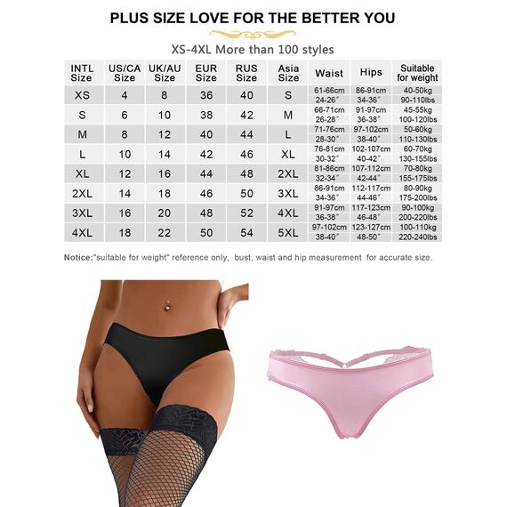 ohyeahlady String Tanga Damen Sexy Dessous Spitze Tangas Set Niedrige Taille Erotisch Slips Große Größen Thong Frauen Bikini Hipster Pantys Unterwäsche UnterhosenSchwarz+Weiß+Rosa,3XL