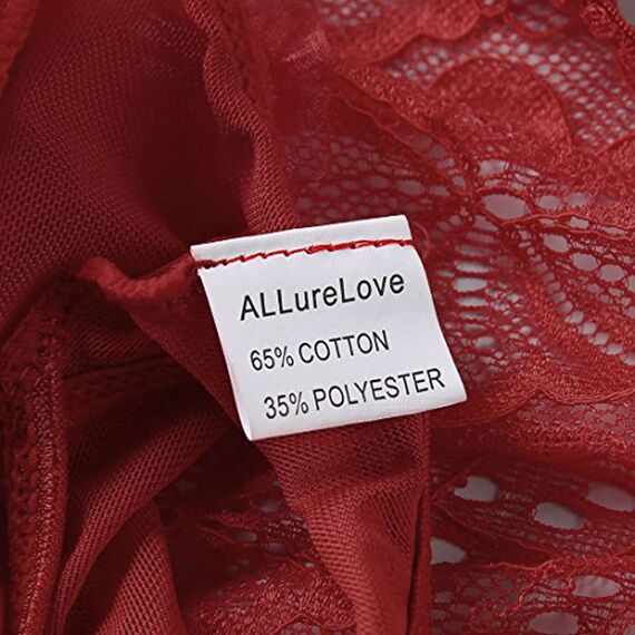 Dessous für Damen, sexy, einteilig, Teddy-Dessous, Body, Spitzen-Nachthemd, Weinrot, XL