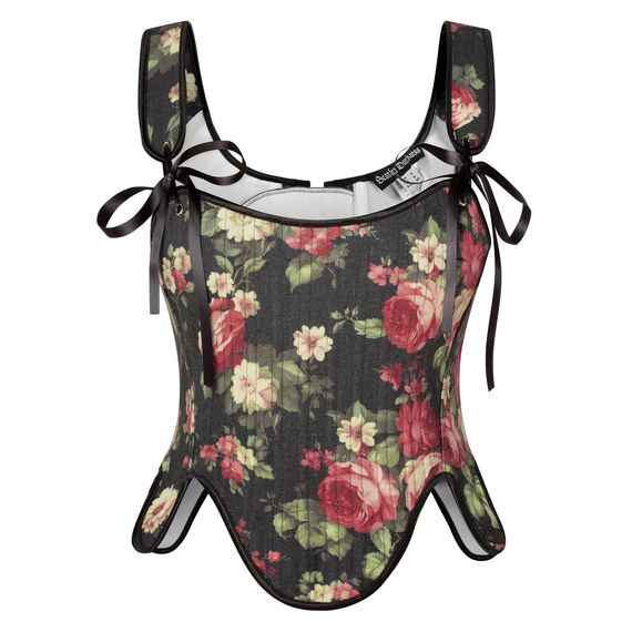 Scarlet Darkness Bustier-Top für Damen, Renaissance-Blumenmuster, Schnürung, Bodyshaper, Korsett mit Reißverschluss, Rosa, 6
