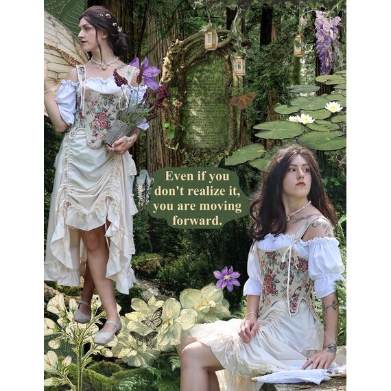 Scarlet Darkness Vintage-Bustier-Top für Damen, Renaissance-Blumenmuster, Schnürung, Fischgräten-Korsett-Top, Orange, Größe 42, Orangenblüte, 14