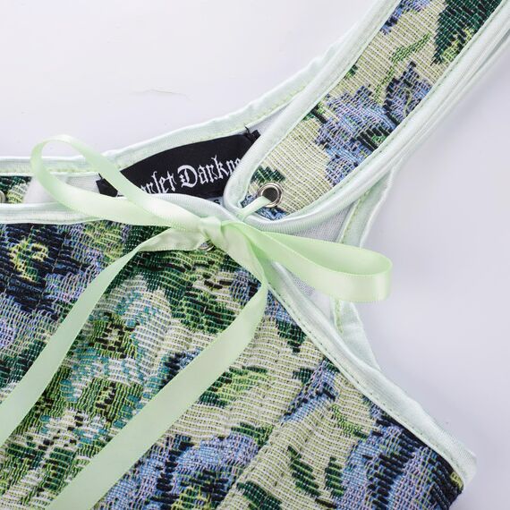 SCARLET DARKNESS Bustier-Top für Damen, Renaissance-Blumenmuster, Schnürung, Bodyshaper, Korsett mit Reißverschluss, Herbstblüte, 10