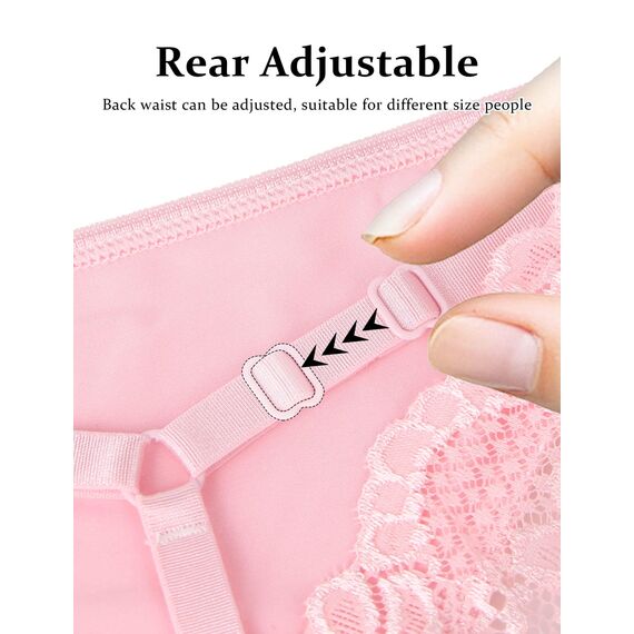 String Tanga Spitze Damen Sexy Brazilian Slip Große Größen Unterhosen übergröße String mit Spitze Unterwäsche für Mollige Frauen Low Rise Hipster Höschen Atmungsaktive Thong T-Back Panties 3XL,Rosa