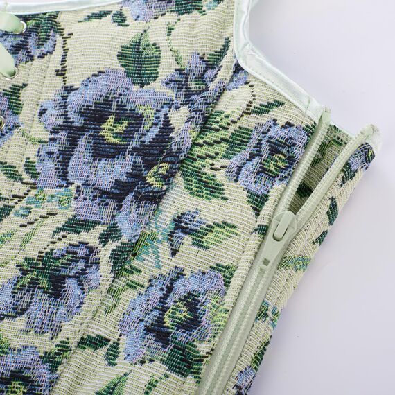 SCARLET DARKNESS Bustier-Top für Damen, Renaissance-Blumenmuster, Schnürung, Bodyshaper, Korsett mit Reißverschluss, Herbstblüte, 10