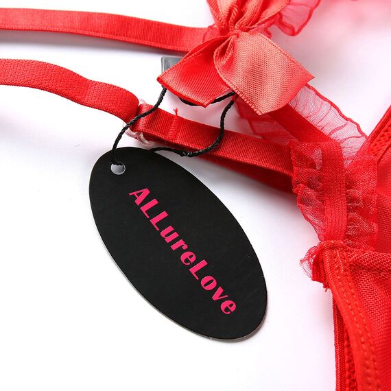 Dessous für Damen, sexy, einteilig, Teddy-Dessous, Body, Spitzen-Nachthemd, Rot/Ausflug, einfarbig (Getaway Solids), Small