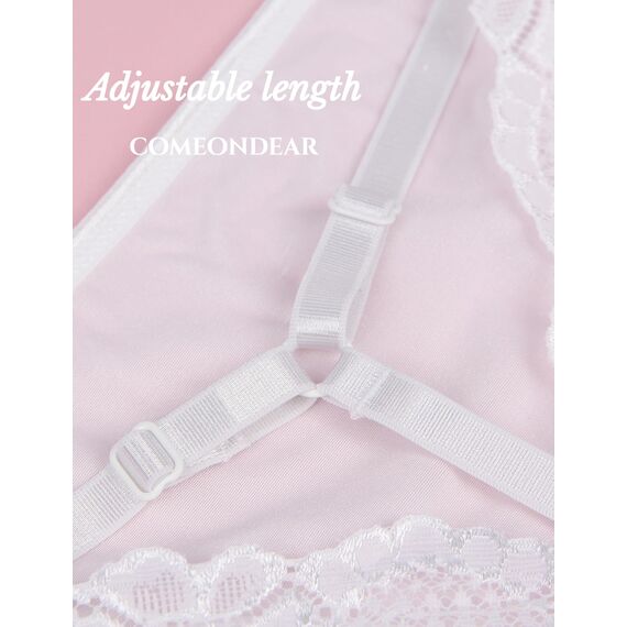 comeondear Sexy String Tangas für Frauen Brazilian Slip Damen Spitze Große Größen Erotische Höschen Dessous Unterwäsche Curvy Übergrößen Unterhosen Thong T Back Low Waist Mini Bikini(Weiß,3XL-4XL)