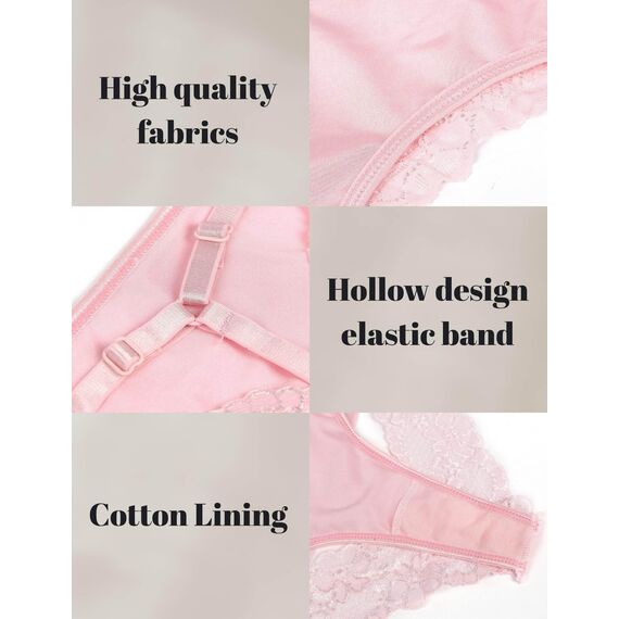 comeondear Sexy String Tangas für Mollige Frauen Brasilien Slip Damen Spitze Große Größe Erotische Höschen Nahtlos Dessous Unterwäsche Curvy Übergröße Unterhosen Niedrige Taille Thongs Women(Rosa,L)