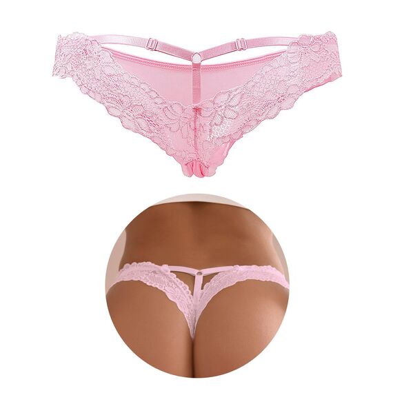 comeondear Sexy String Tangas für Mollige Frauen Brasilien Slip Damen Spitze Große Größe Erotische Höschen Nahtlos Dessous Unterwäsche Curvy Übergröße Unterhosen Niedrige Taille Thongs Women(Rosa,L)