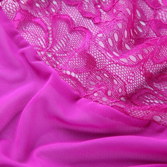 Dessous für Damen, sexy, einteilig, Teddy-Dessous, Body, Spitzen-Nachthemd, Violett, XXL