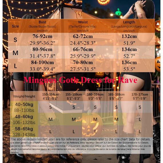 Mingnos Goth Durchsichtiges Kleid Damen Rave Outfit, Schwarzes Cutout Doppelter Hoher Schlitz Kleid für EDM Festival Outfits Club Night Out Kleider Schwarz, M