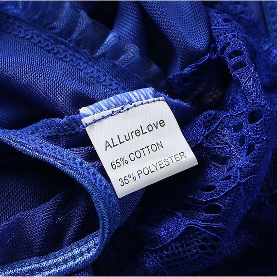 Dessous für Damen, sexy, einteilig, Teddy-Dessous, Body, Spitzen-Nachthemd, Blau, Medium