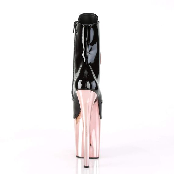 Pleaser FLAMINGO-1020 Blk Pat/Rose Gold Chrome UK 9 (EU 42)