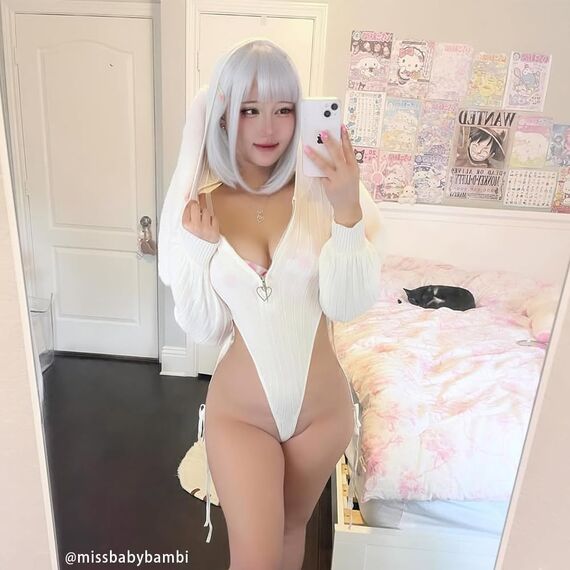 KORURACLUB Cosplay Sexy Bunny Outfit Weiß Cosplay Dessous für Damen Tierkostüme Bunny Bodysuit (L-XL)