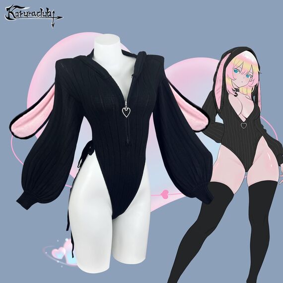 KORURACLUB Cosplay Sexy Bunny Outfit Schwarze Cosplay Dessous für Damen Tierkostüme Bunny Bodysuit (XS-M)