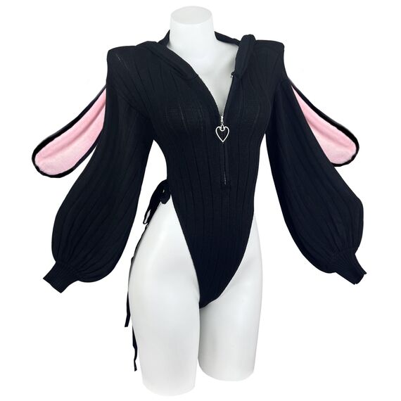 KORURACLUB Cosplay Sexy Bunny Outfit Schwarze Cosplay Dessous für Damen Tierkostüme Bunny Bodysuit (L-XL)