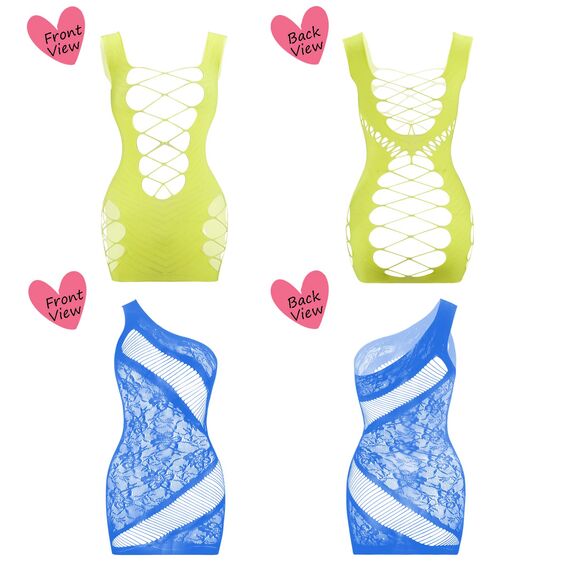 Damen Fischnetz Bodys Dessous Nachtwäsche Spitze Strümpfe Blumen für Romantische Datum Tragen Reizwäsche (12Pack)