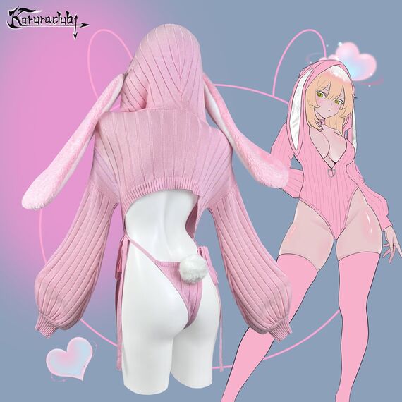 KORURACLUB Cosplay Sexy Bunny Outfit Rosa Cosplay Dessous für Damen Tierkostüme Bunny Bodysuit (XS-M)