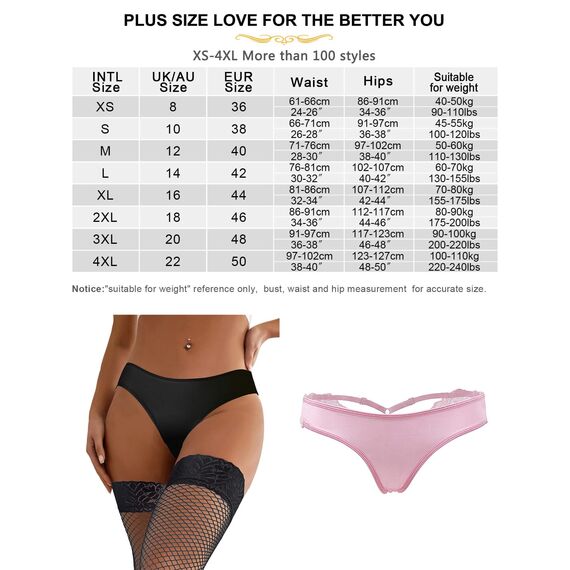 comeondear Brazilian Slip Damen Spitze Unterhosen Tanga Große Größen Frauen Unterwäsche Set Sexy Erotische Höschen Mini G String für Sex Dessous Reizwäsche Curvy Thong Women Lingerie(Schwarz,3XL)