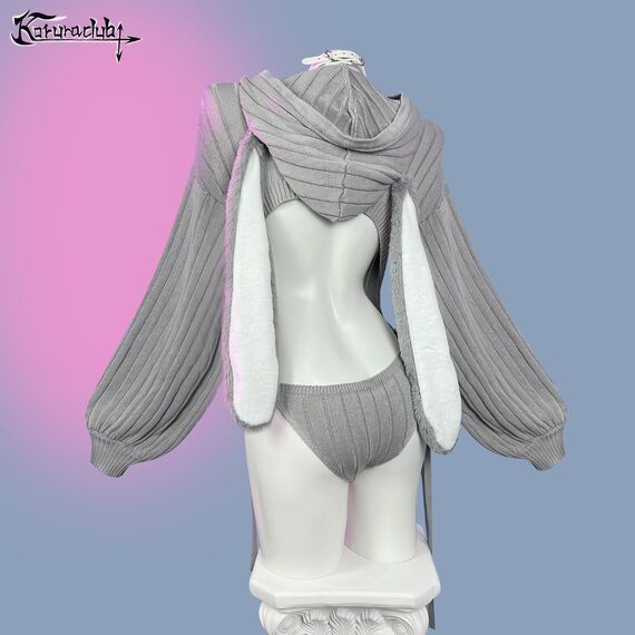 KORURACLUB Cosplay Sexy Bunny Outfit Grau Cosplay Dessous für Damen Tierkostüme Bunny Bodysuit (L-XL)