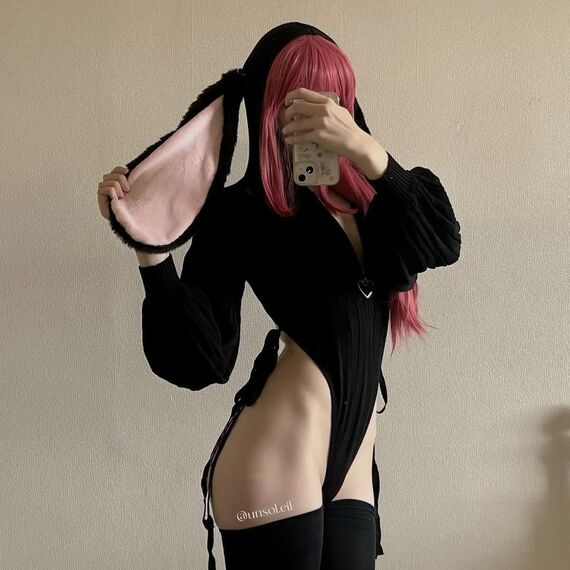 KORURACLUB Cosplay Sexy Bunny Outfit Schwarze Cosplay Dessous für Damen Tierkostüme Bunny Bodysuit (L-XL)