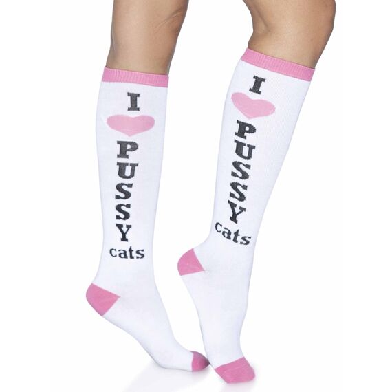 LEG AVENUE Damen Pussycat Kniestrümpfe Strumpfhose, weiß/rosa, Einheitsgröße