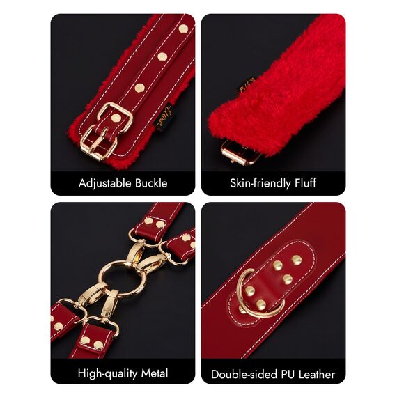 UTIMI Sex Bondage BDSM Kit Fesseln 6PCS Sets mit Verstellbaren Handschellen Fußfessel Oberschenkelmanschetten Augenbinde Kreuzgurt Taillengurt SM Erwachsene Sexspielzeug für Männer Frauen und Paare