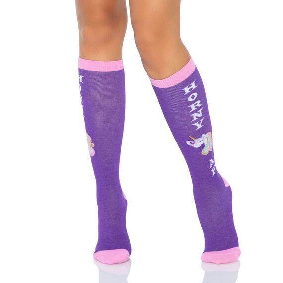 LEG AVENUE Unisex 5621-10122 Horny Af Kniestrümpfe, O/S, Mehrfarbig Kostüme in Erwachsenengröße, Multi, One Size